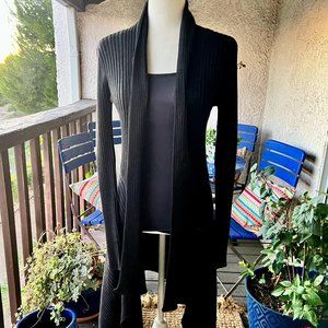 Cabi Black Ribbed Knit Maxi Cardigan. NWOT. Medium
